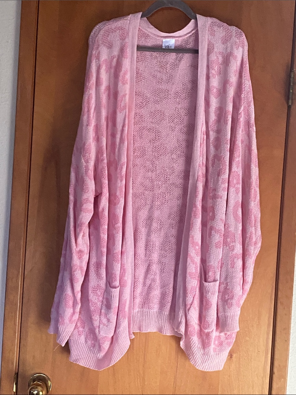Pink Open-Front Women's Cardigan Sweater
